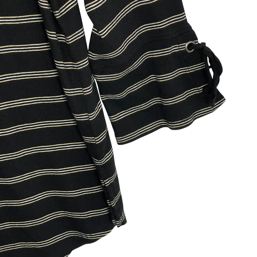 J.Jill‎ Large Black Stripe Pima Cotton Modern Classic Minimalist Top - Picture 7 of 10
